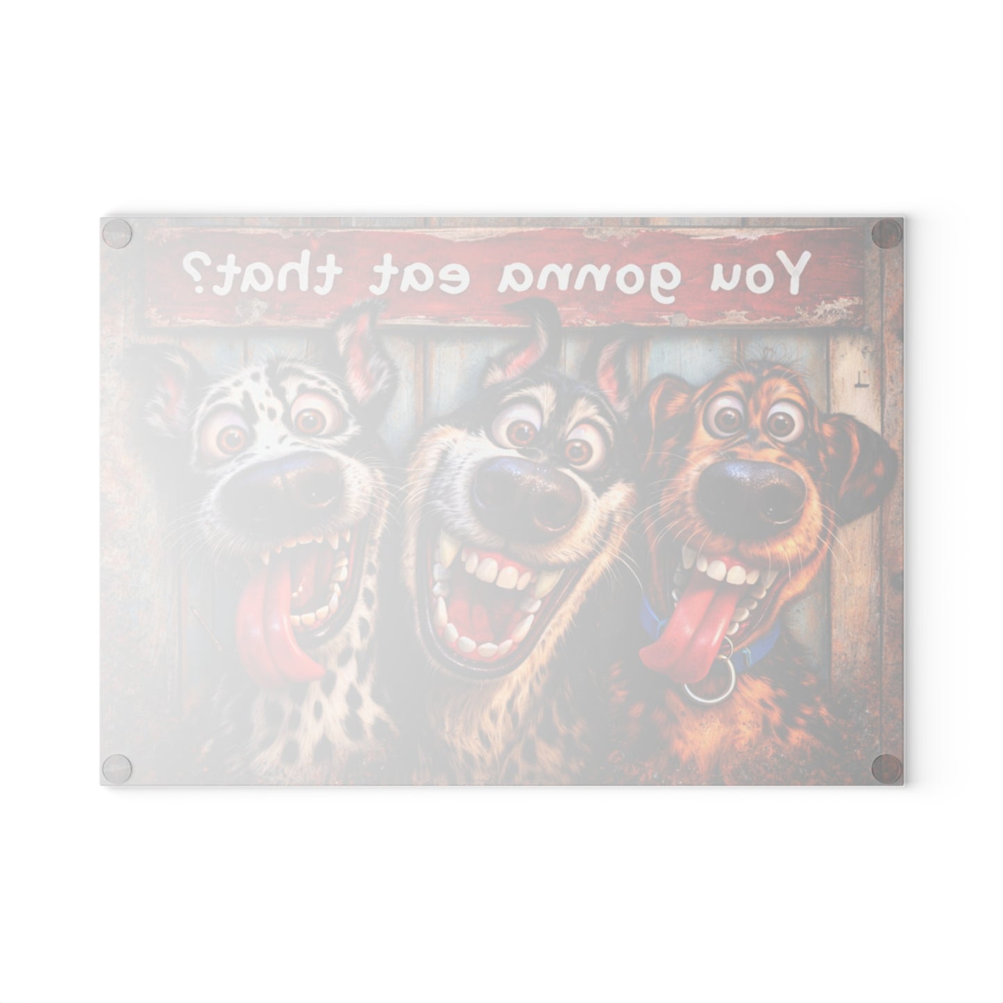 You Gonna Eat That? Glass Cutting Board – Funny Dog Kitchen Decor with Rustic Charm
