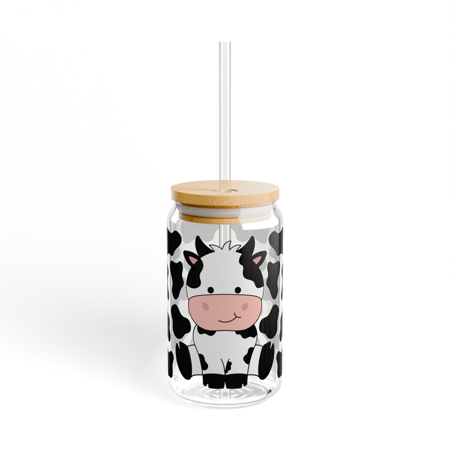 🐮 Moo-velous Cow Print Sipper Glass – Farm Fresh Fun in Every Sip 🥤