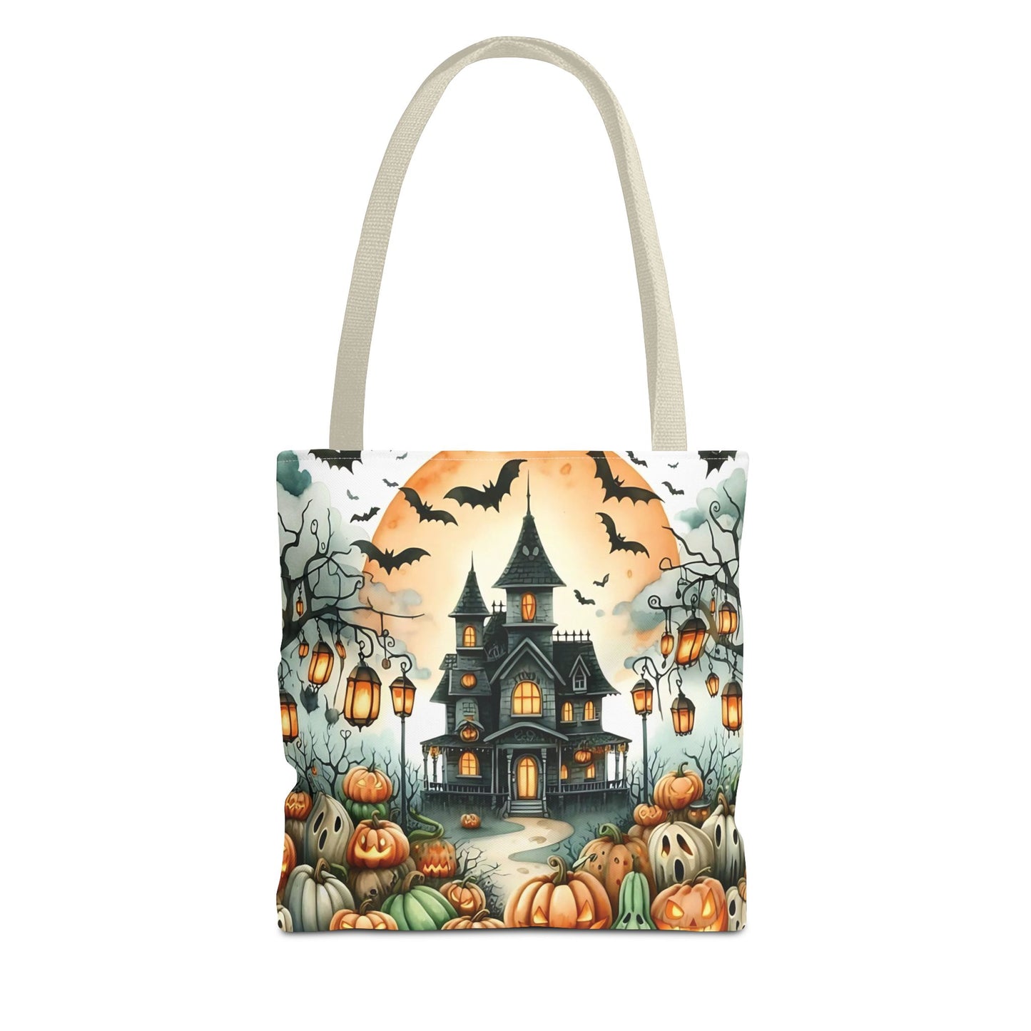 🏚️ Haunted House Halloween Tote Bag – Spooky Nights & Pumpkin Delights 🎃🖤