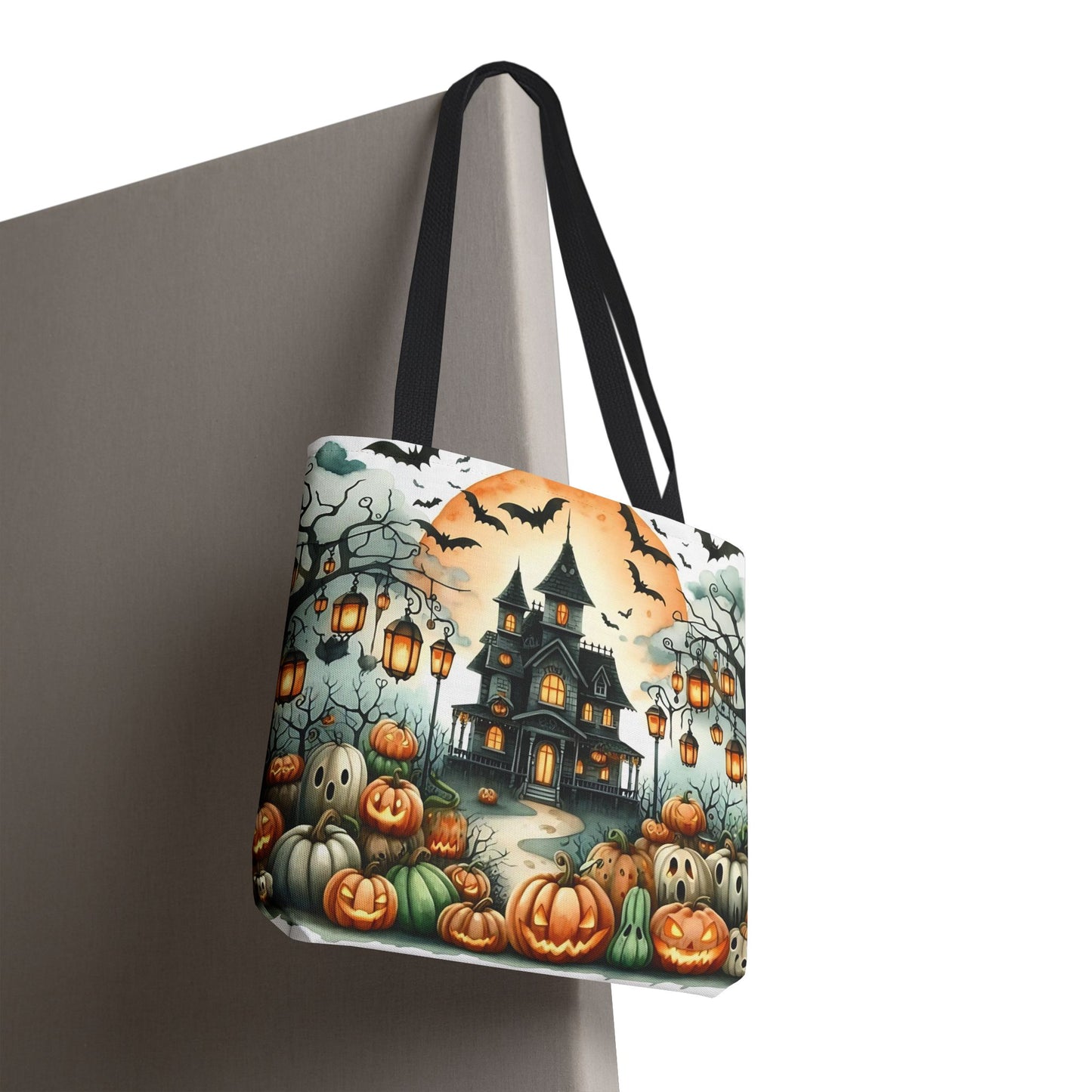 🏚️ Haunted House Halloween Tote Bag – Spooky Nights & Pumpkin Delights 🎃🖤