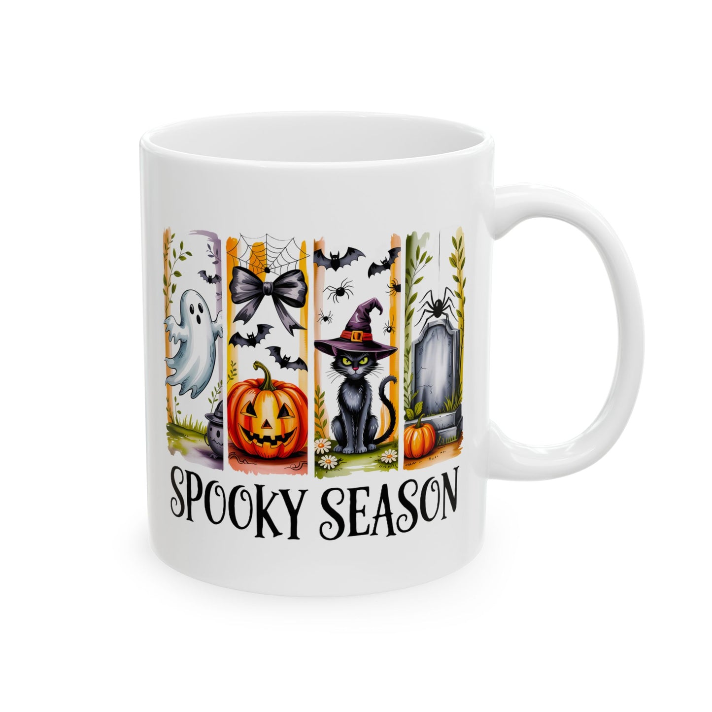 🎃 Spooky Season Mug – Cute Halloween Cat, Ghosts & Pumpkins 👻