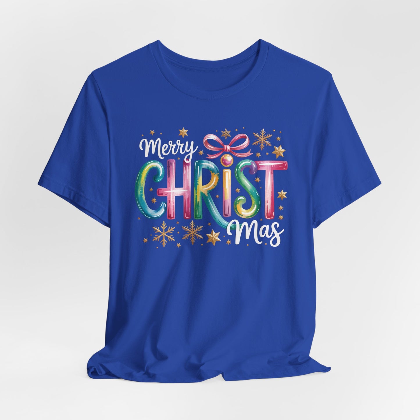 🎄✨ Merry Christmas Glow Lettering T-Shirt – Festive & Bright Holiday Style 🎁🌟
