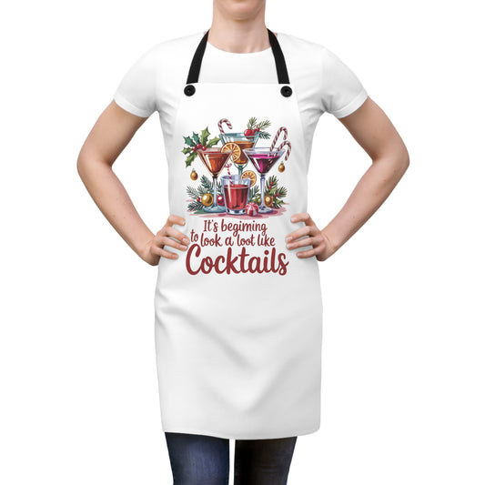 🍸🎄 Holiday Cocktail Hour Apron – Festive Sips & Kitchen Laughs