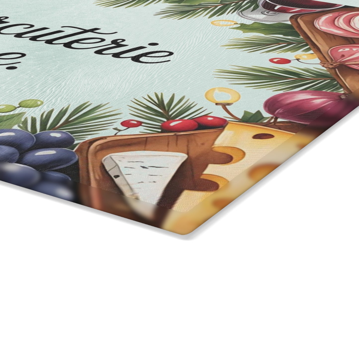 🧀🍇 “Snack Board Time” Glass Cutting Board – Festive Spread Vibes for Your Kitchen