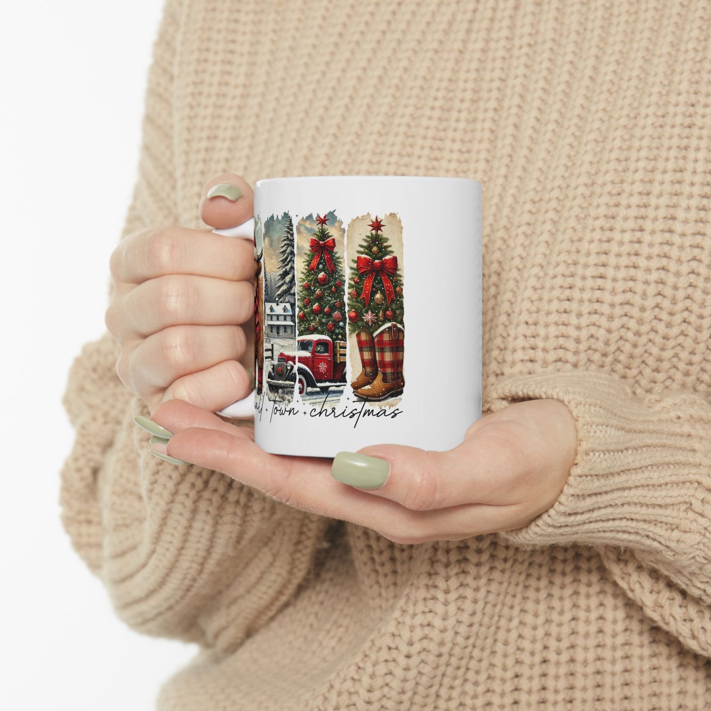 Taza de café navideña Highland Cow Country: un acogedor encanto rústico navideño en cada sorbo