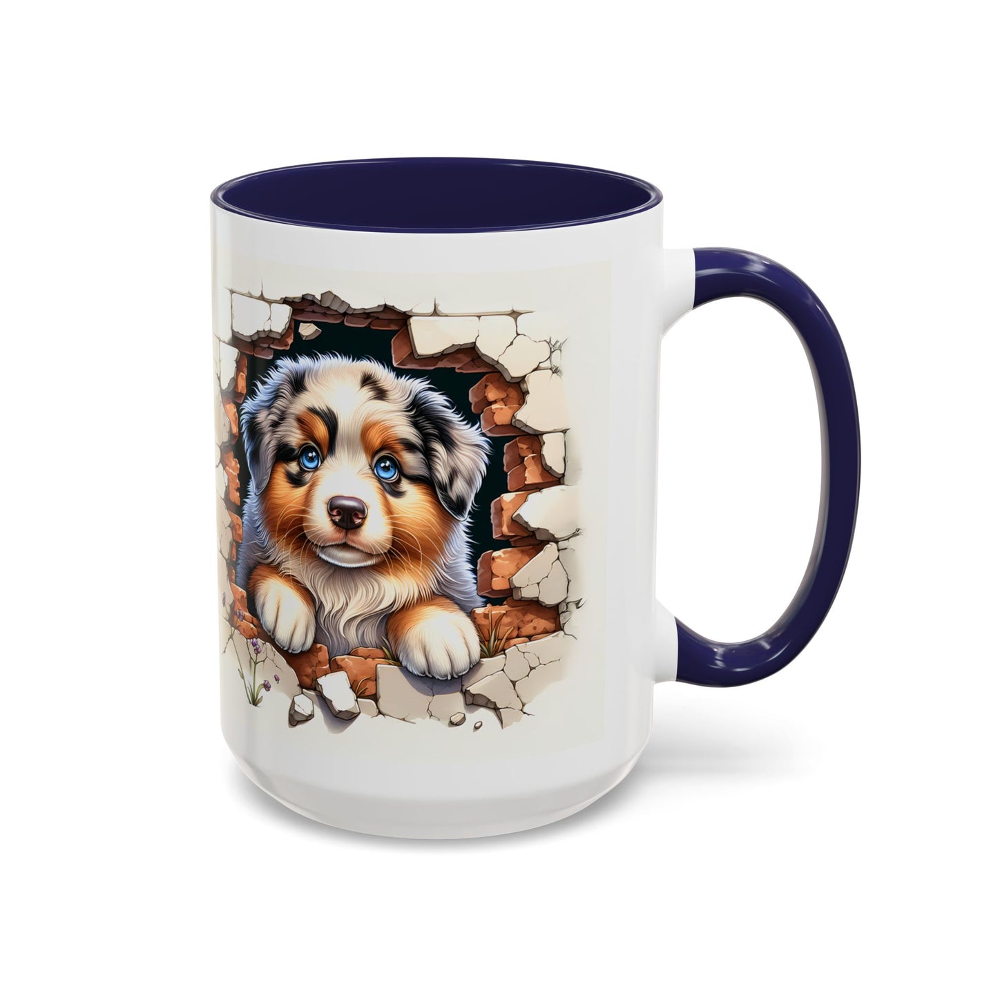 🐾☕ Australian Shepherd Puppy Peek Accent Mug – Blue-Eyed Beauty Dog Lover Gift ✨💙