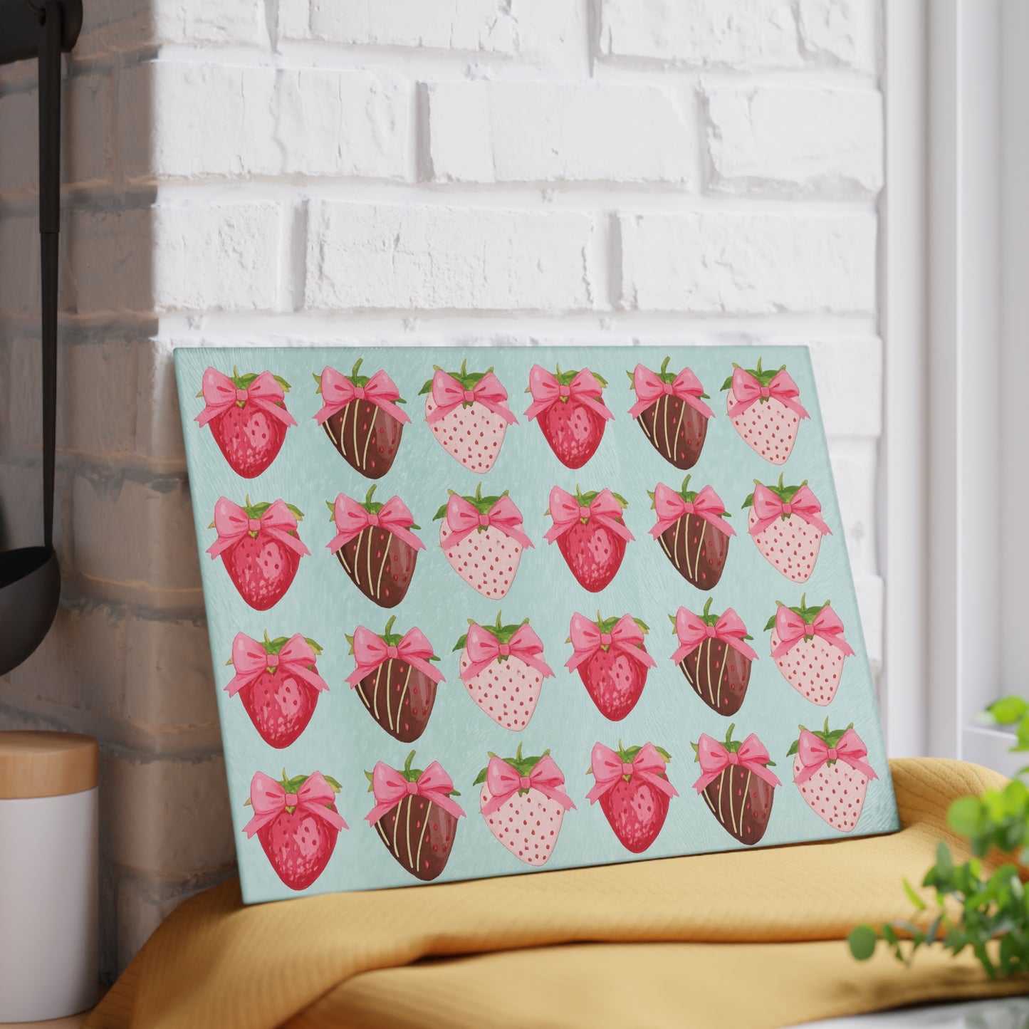 🍓 Chocolate-Covered Strawberry Bow Cutting Board – Sweet Elegance for Your Kitchen 🎀