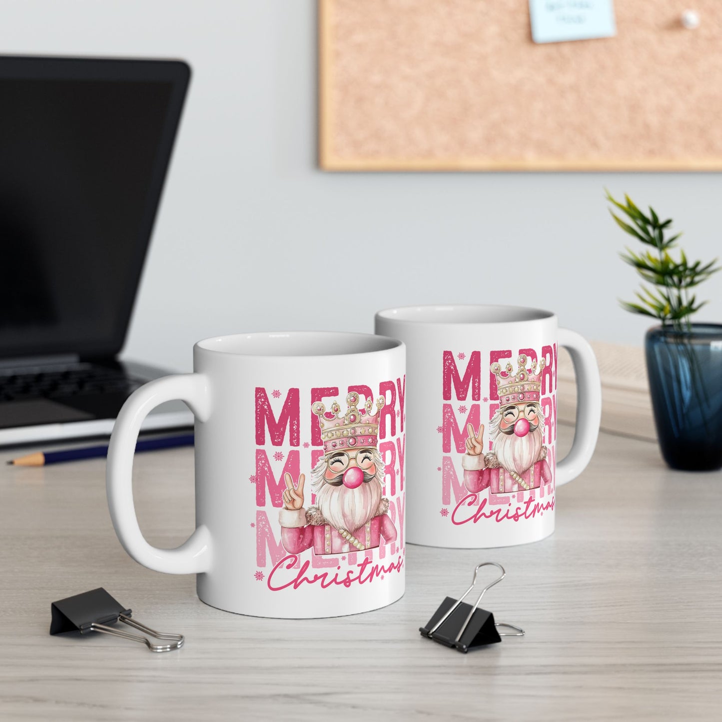 🎅💖 Pink Santa Christmas Mug – Merry Vibes with a Sparkly Twist 🎄✨