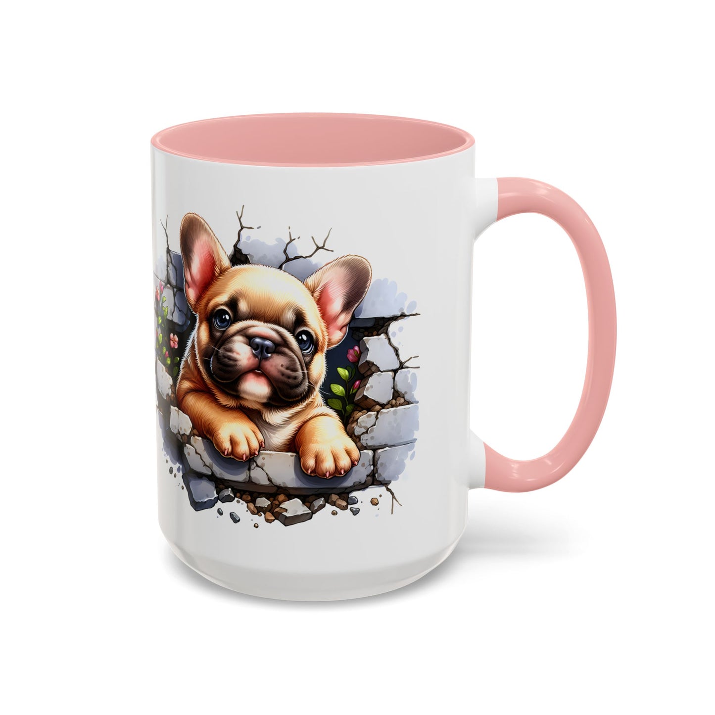 🐾☕ Tan French Bulldog Puppy Accent Mug – Sweet Peek-Through Pup Design ✨