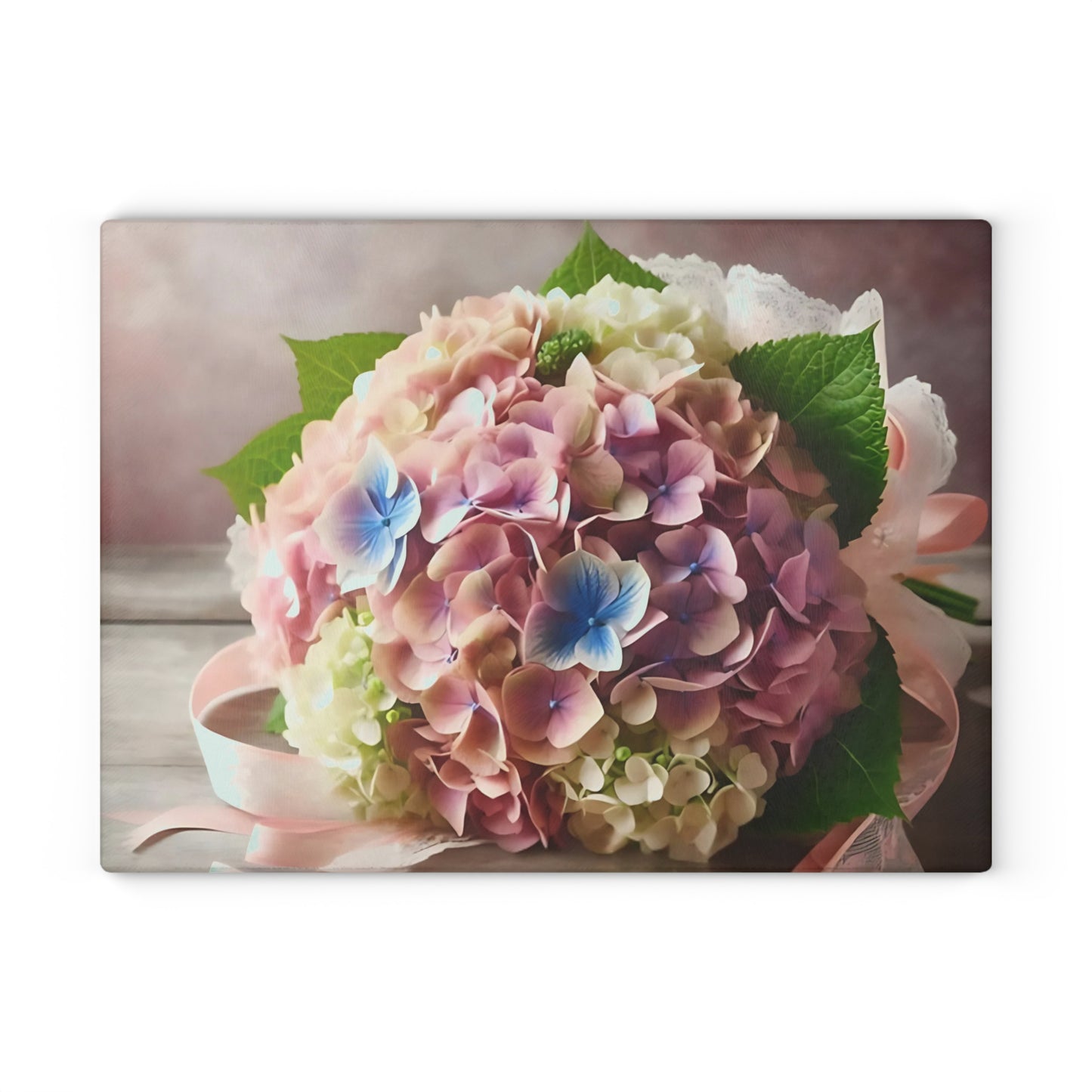 Tabla de cortar de vidrio templado con flores de hortensia: elegante decoración floral para la cocina, regalo único, tabla de cortar de vidrio, tabla para charcutería, tabla de cortar personalizada, flores