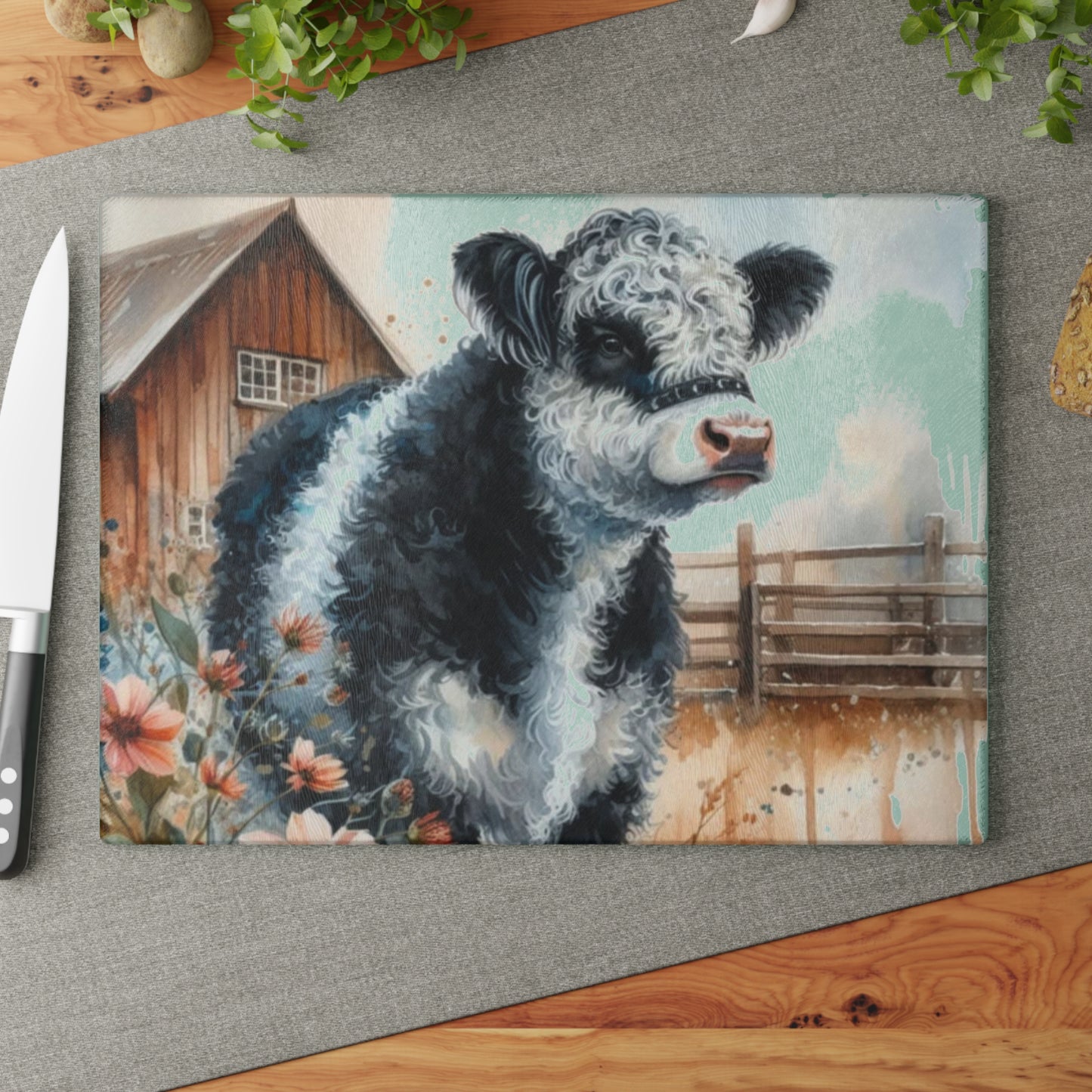 🐮 Oreo Cow Farmhouse Cutting Board – Rustic Country Charm for Your Kitchen 🌾