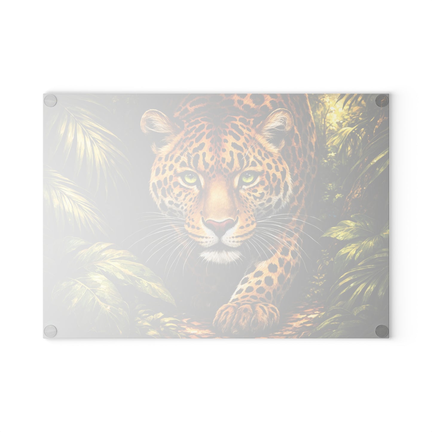 Leopard Jungle Glass Cutting Board – Majestic Wildlife Nature Artwork