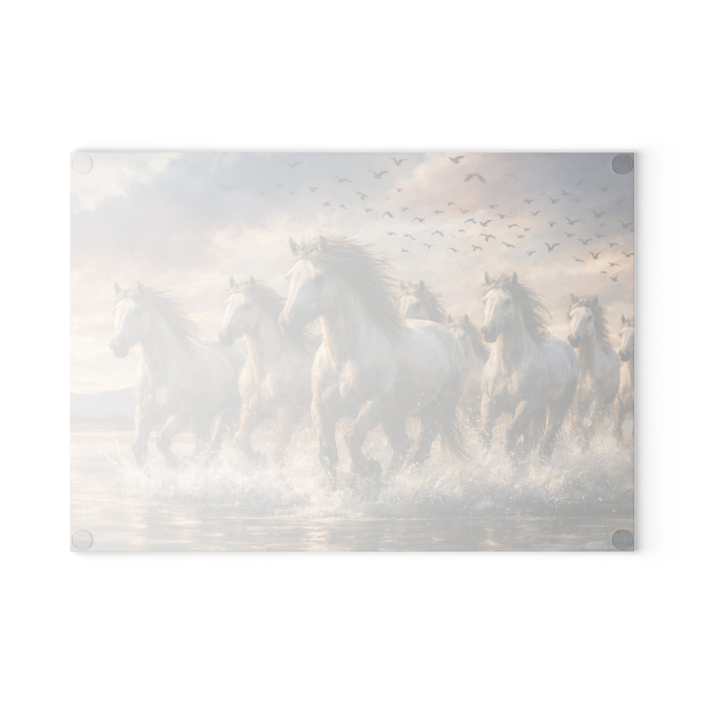 Running Wild Horses Glass Cutting Board – Western Horse Lover Farmhouse Kitchen Decor