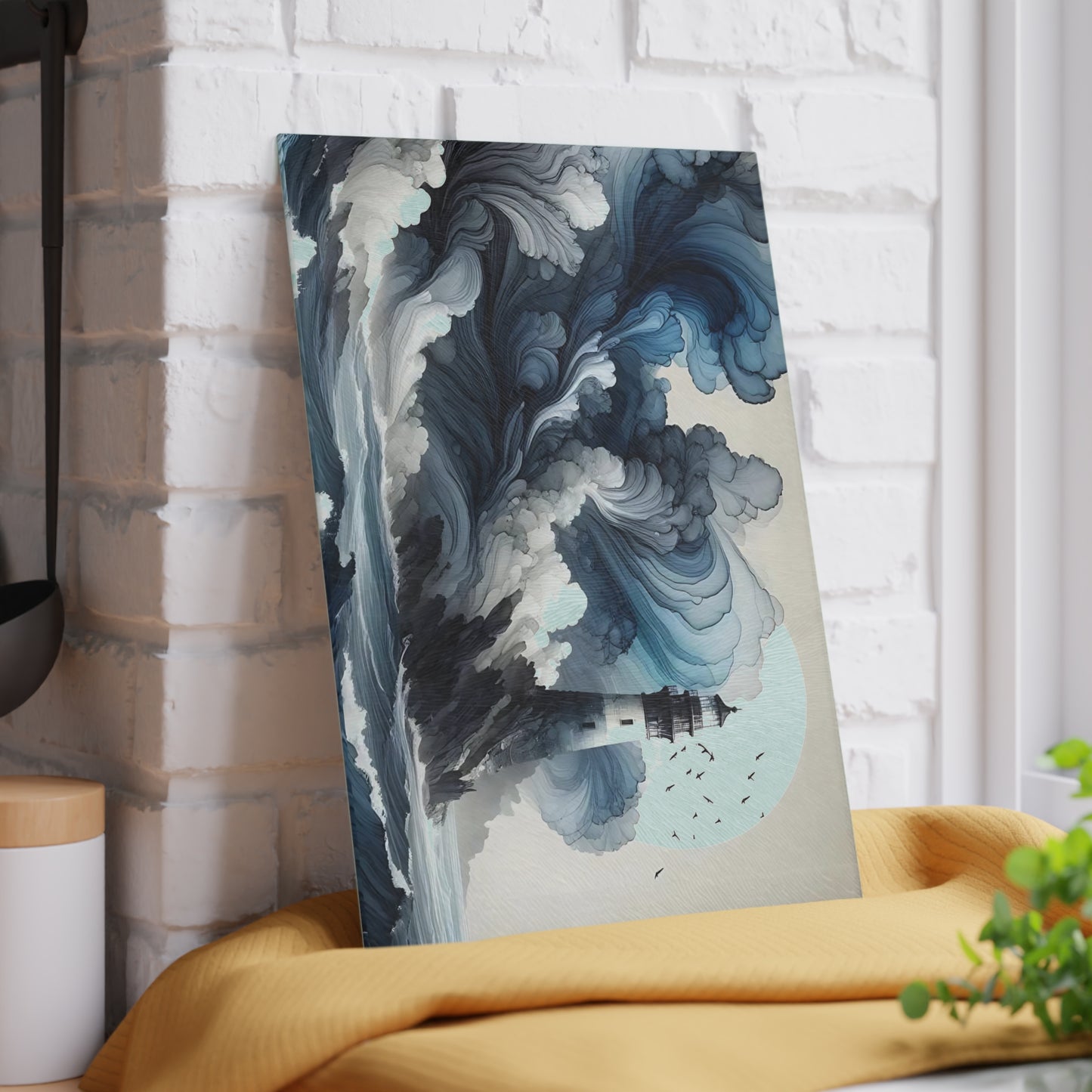 Lighthouse Cutting Board, Charcuterie Board, unique cutting board, Tempered Glass Cutting Board, Housewarming Gift, Custom cutting board