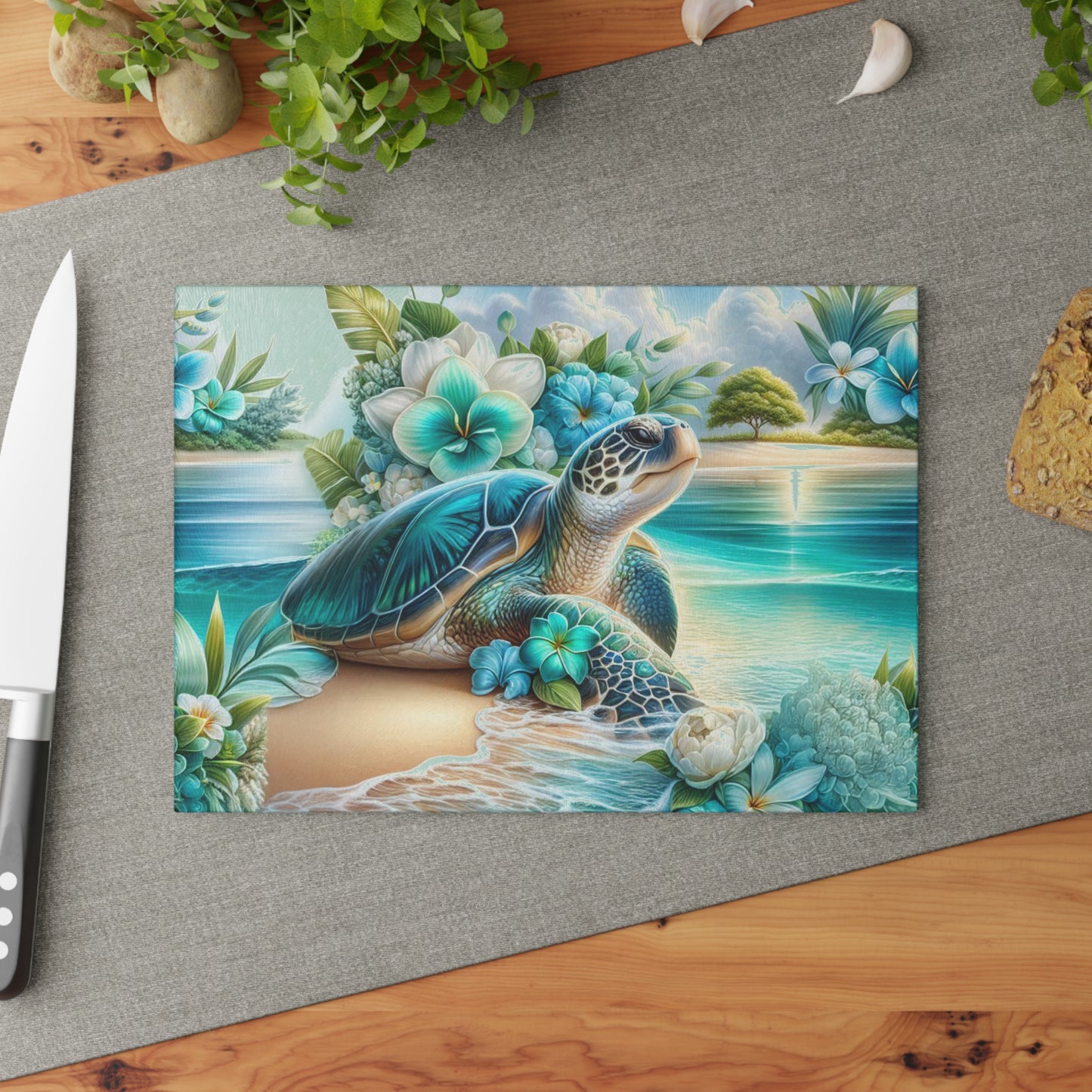 🐢 Tropical Sea Turtle Cutting Board – Coastal Tranquility for Your Kitchen