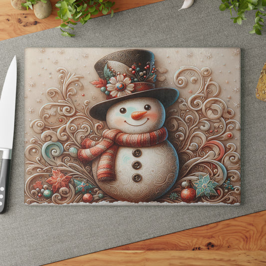 ⛄❄️ Whimsical Snowman Cutting Board – Festive Holiday Charm for Your Kitchen ❄️⛄