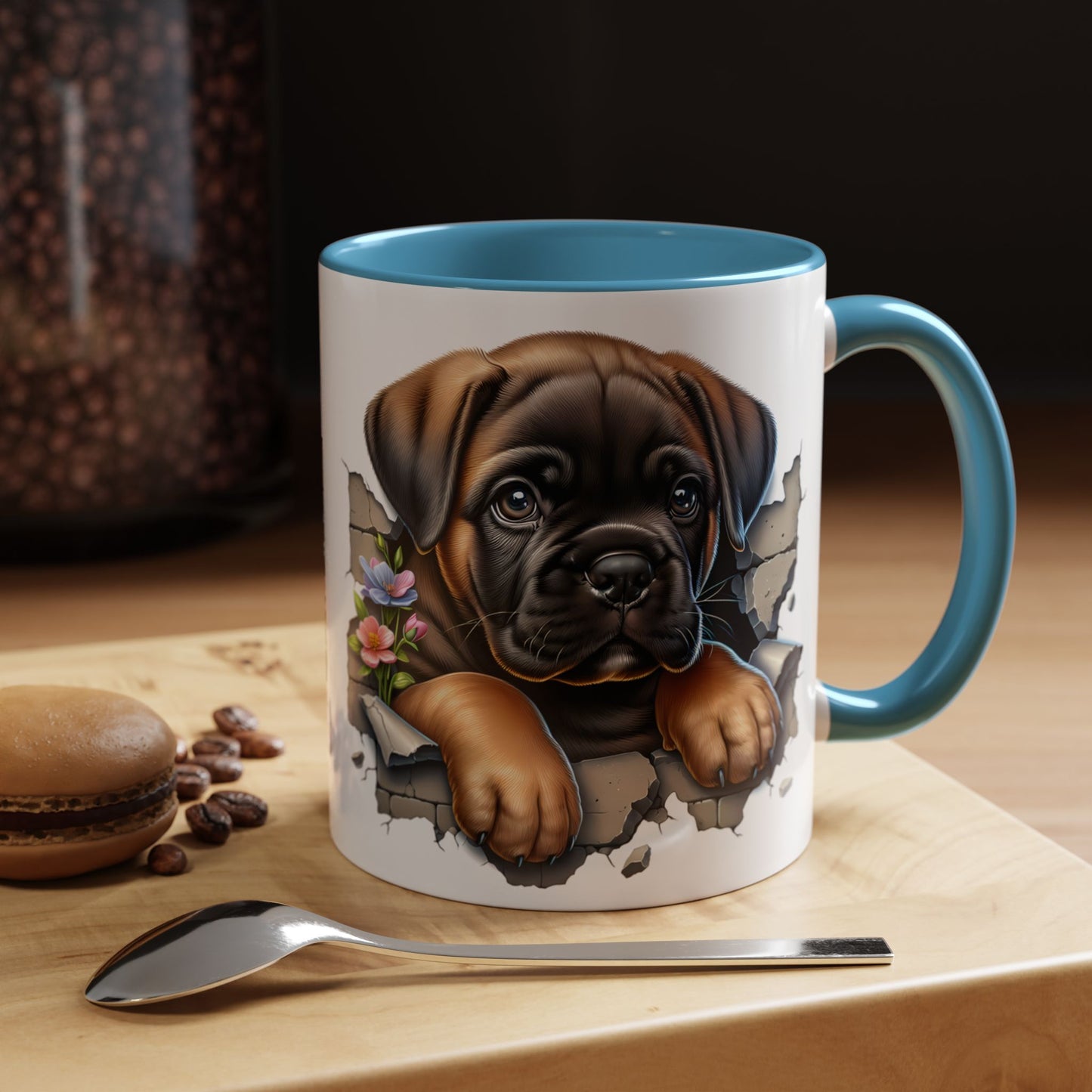 🧡 Boxer Puppy Accent Mug – Adorable Peek-Through Cup for Dog Lovers