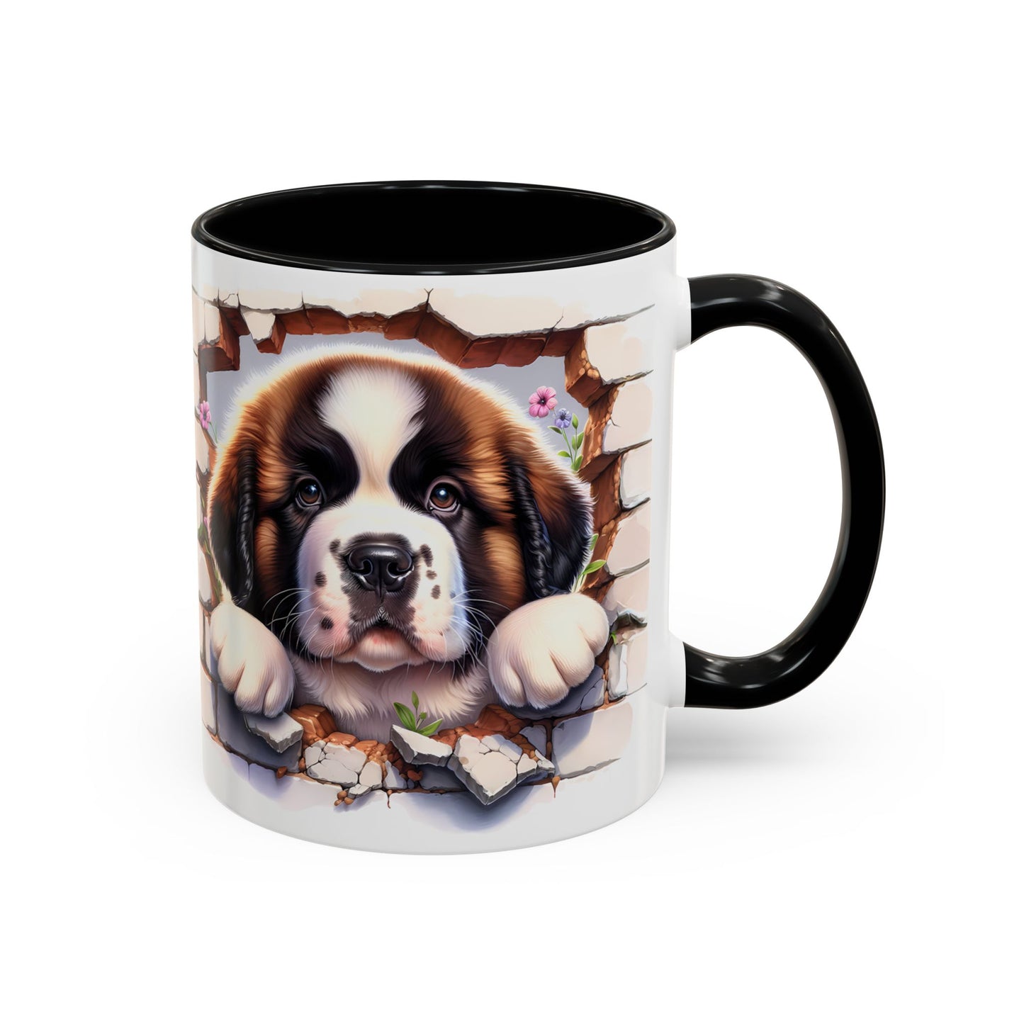 🐾☕ St. Bernard Puppy Peek Accent Mug – Gentle Giant Pup Lover Gift ✨❤️