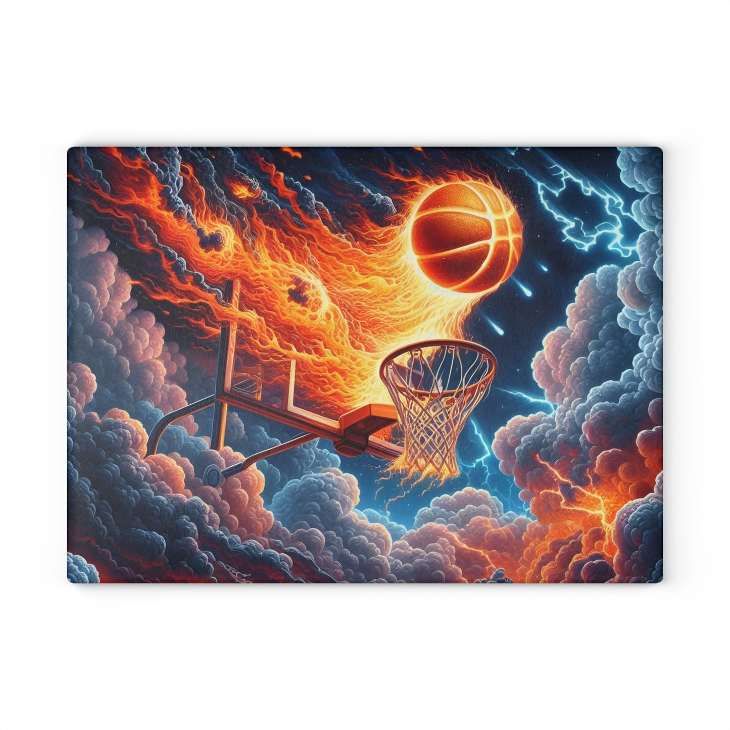 🔥 Fiery Basketball Slam Cutting Board – Bring the Heat to Your Kitchen