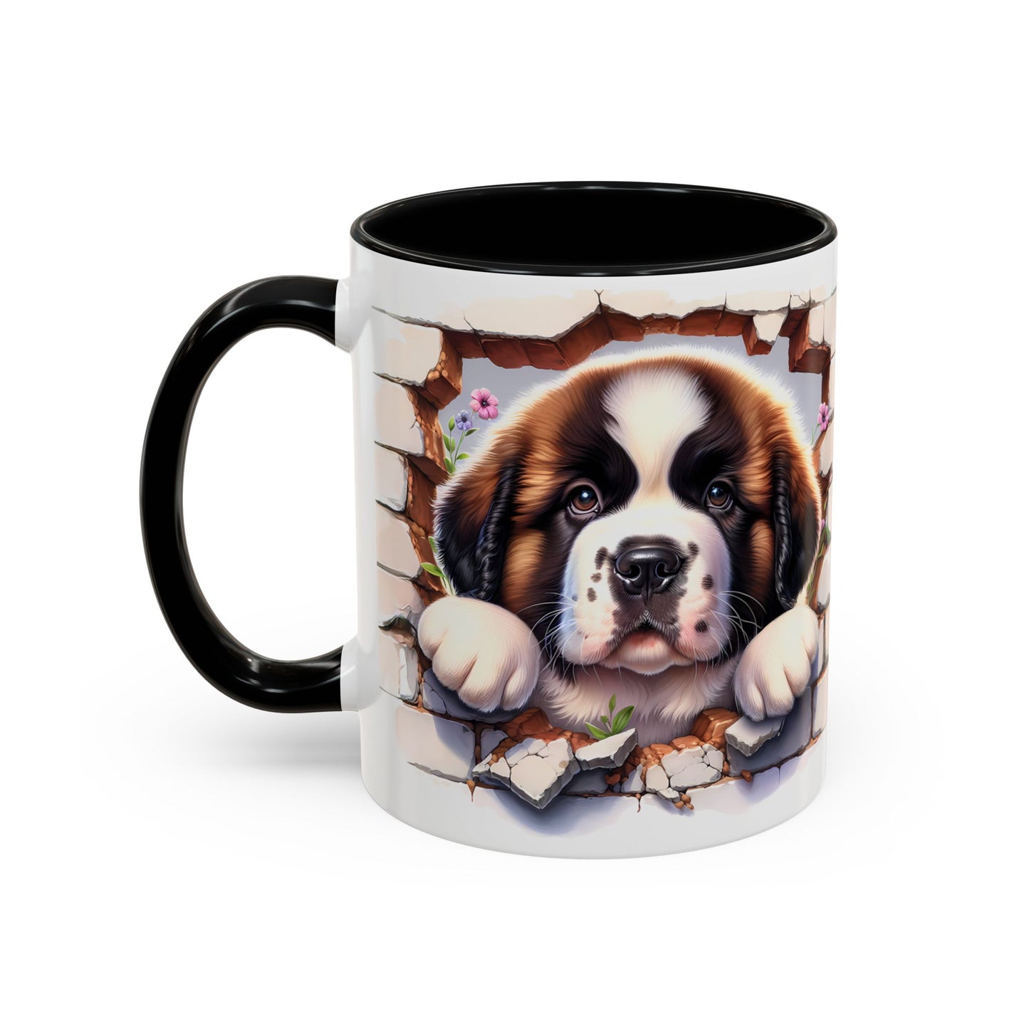 🐾☕ St. Bernard Puppy Peek Accent Mug – Gentle Giant Pup Lover Gift ✨❤️