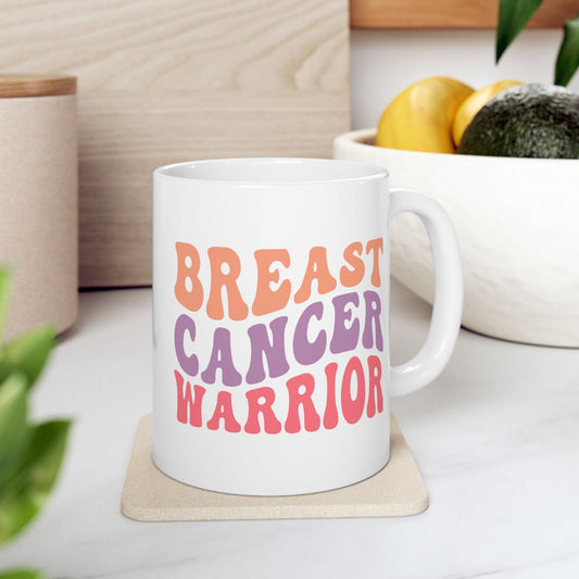 🎀 Breast Cancer Warrior Mug – Retro Strength & Bold Courage 💪