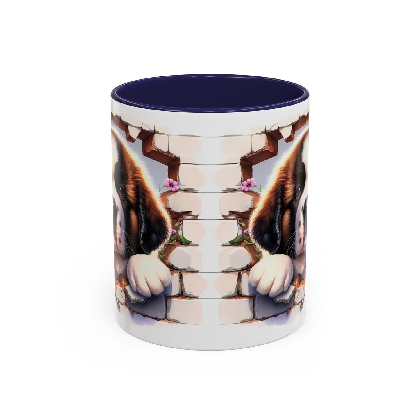 🐾☕ St. Bernard Puppy Peek Accent Mug – Gentle Giant Pup Lover Gift ✨❤️
