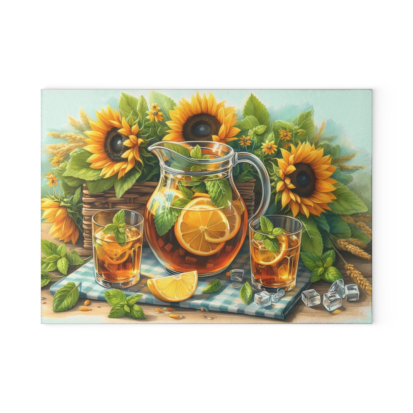🌻 Sunflower Iced Tea Cutting Board – Sweet Summer Sips & Kitchen Charm