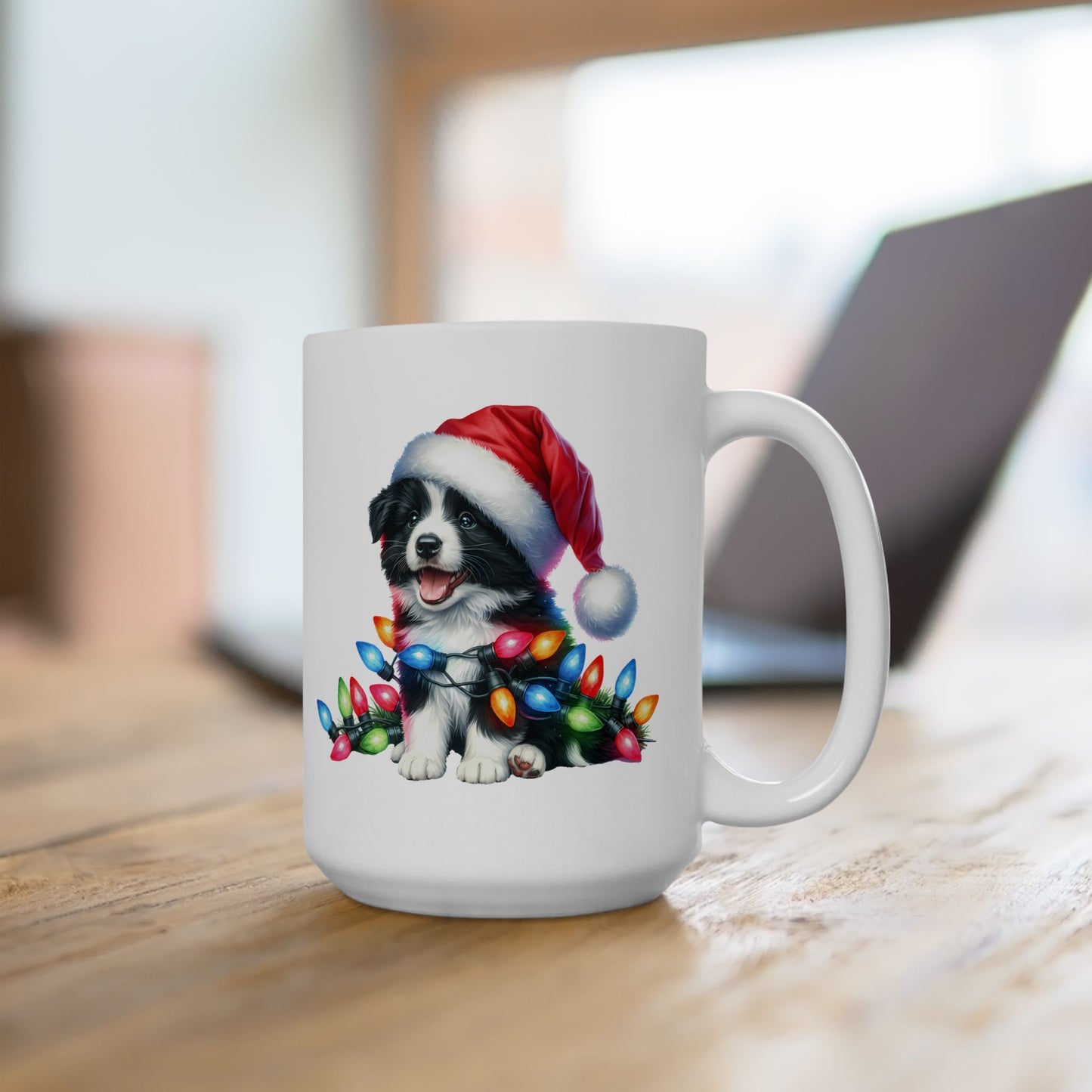 🐾 Border Collie Christmas Lights Mug – Holiday Cheer with a Tail-Wagging Twist 🎅✨