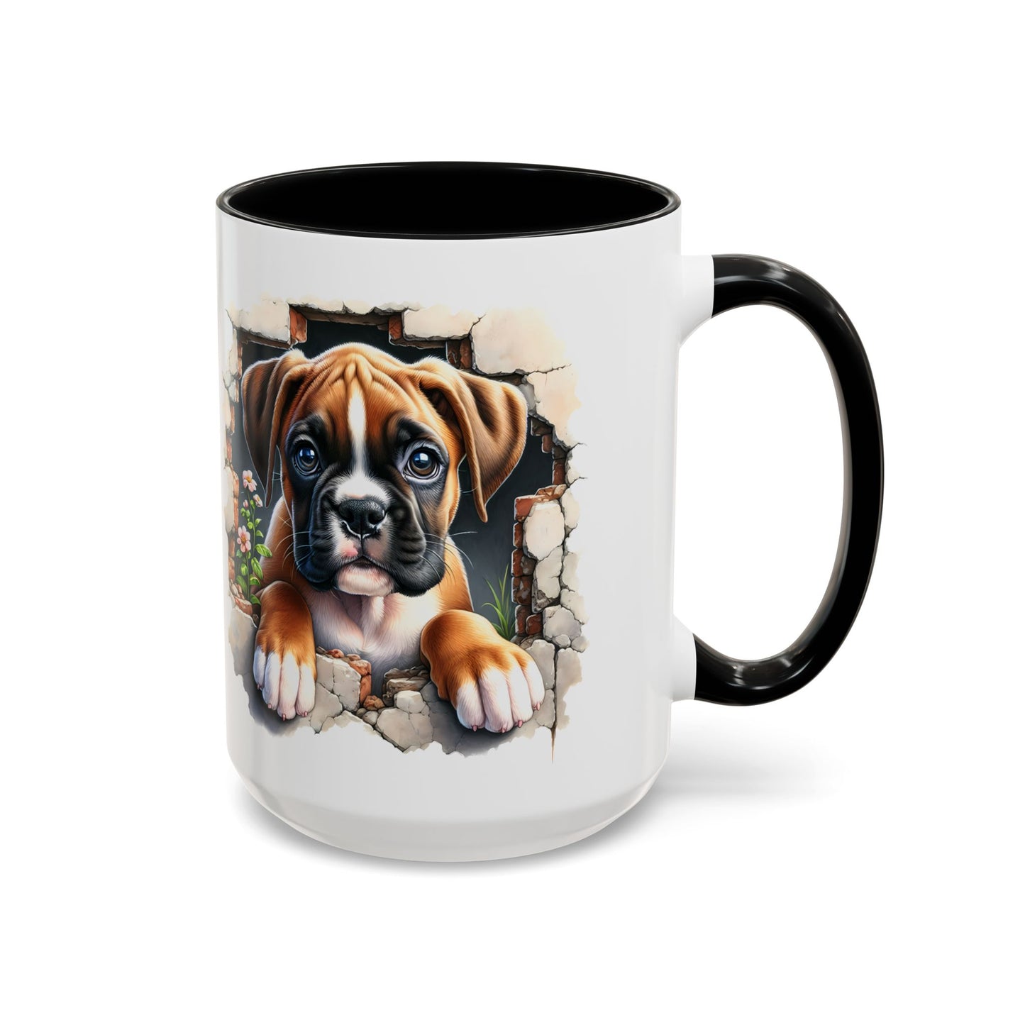 🐶☕ Boxer Puppy Peek Accent Mug – Adorable Dog Lover Gift ✨💛