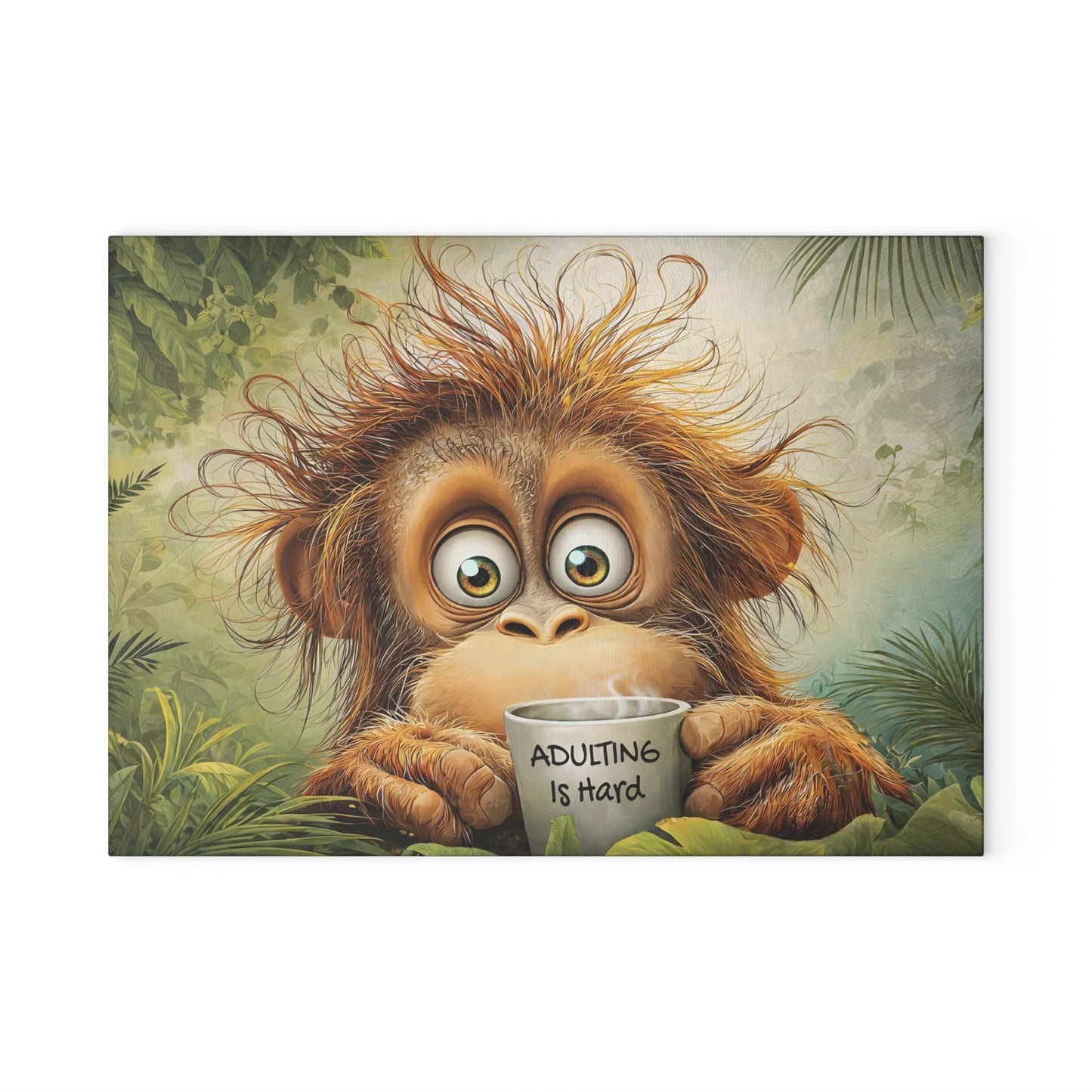 Adulting Is Hard Monkey Glass Cutting Board – Funny Kitchen Art