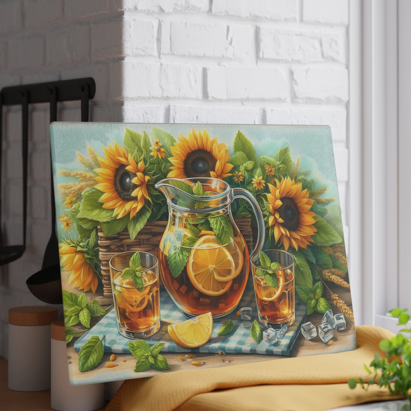 🌻 Sunflower Iced Tea Cutting Board – Sweet Summer Sips & Kitchen Charm