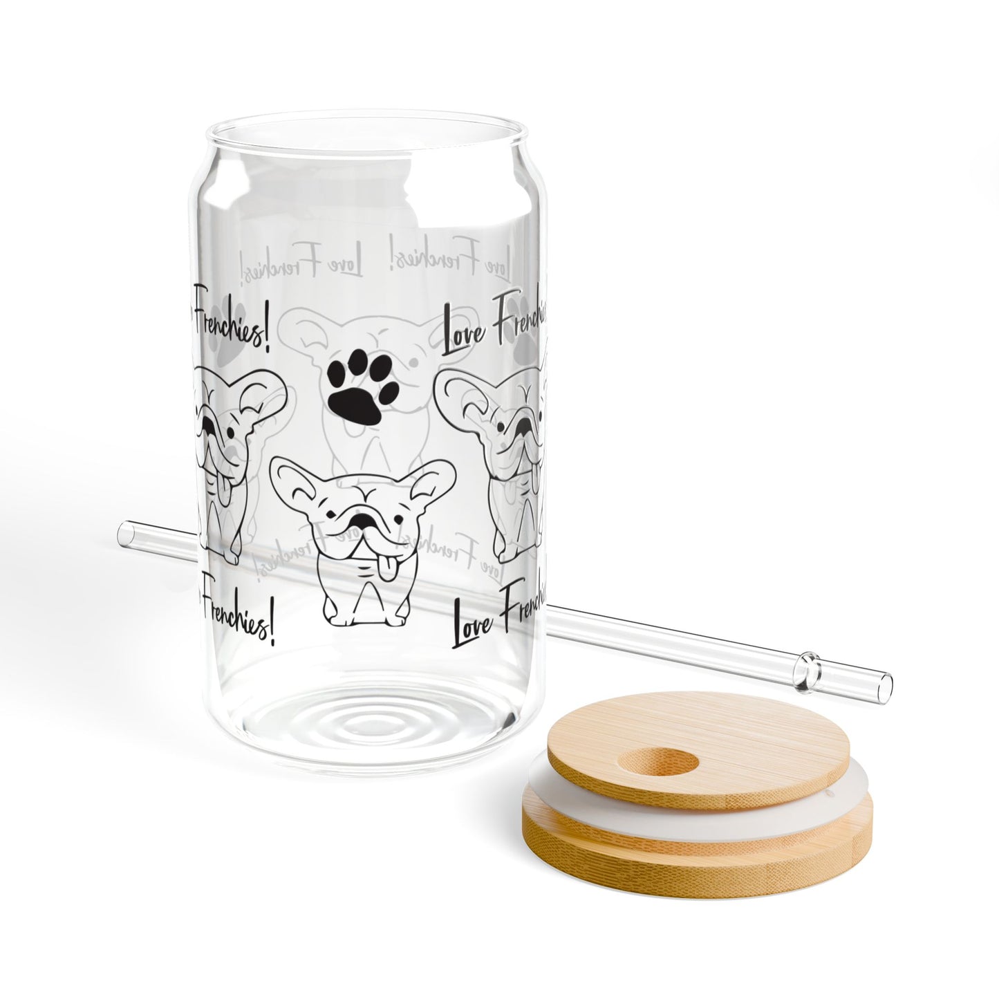 🐾 Frenchie Love Sipper Glass – Sip in Style with Your Favorite Pup! 🖤