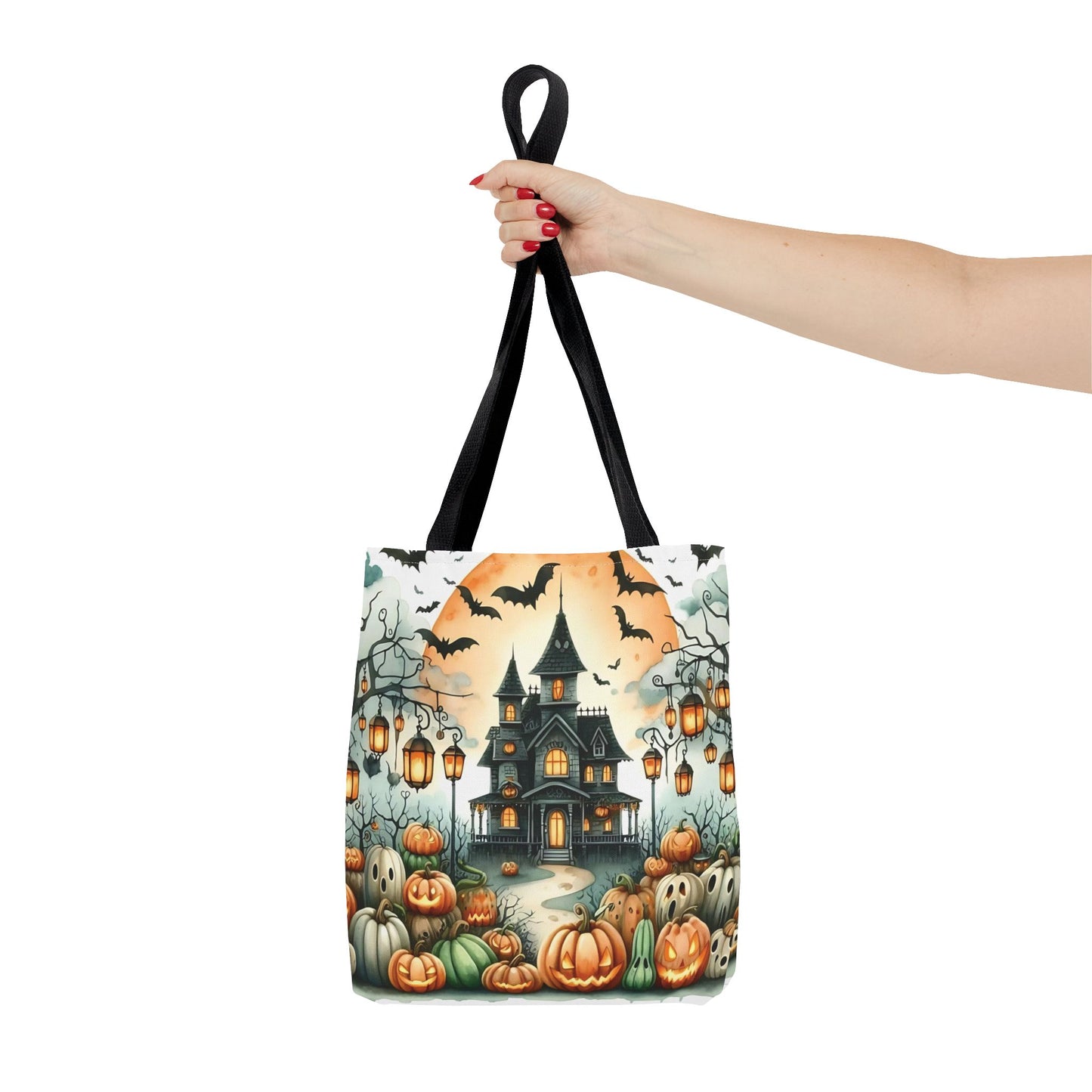 🏚️ Haunted House Halloween Tote Bag – Spooky Nights & Pumpkin Delights 🎃🖤