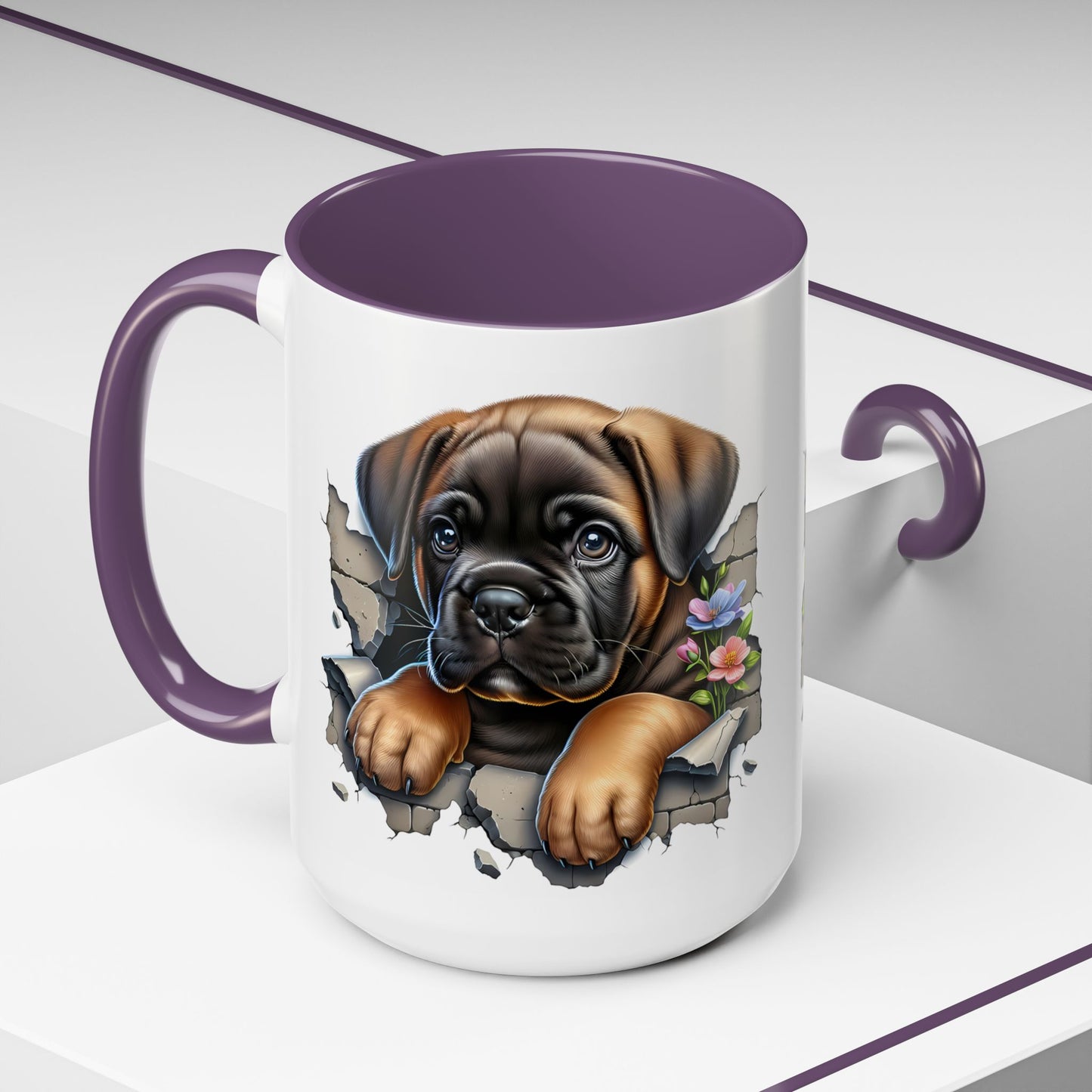 🧡 Boxer Puppy Accent Mug – Adorable Peek-Through Cup for Dog Lovers