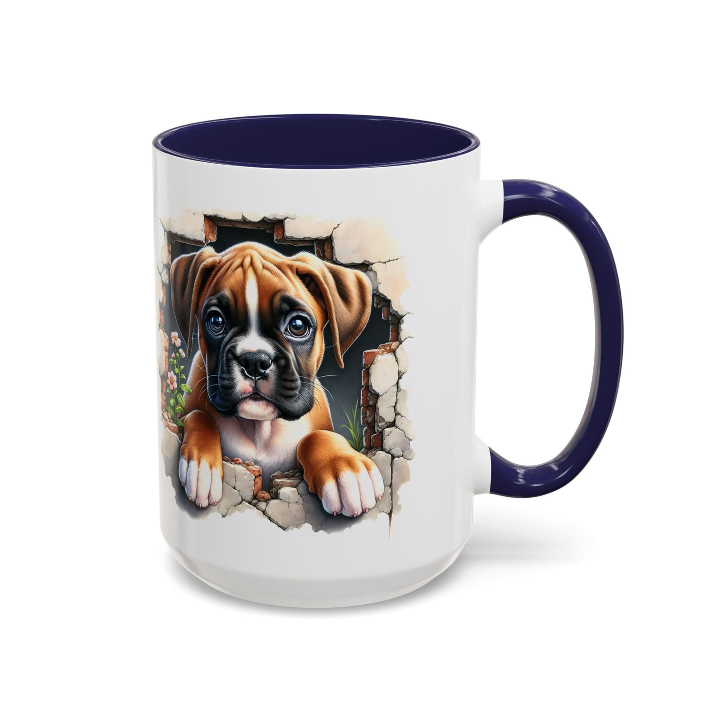 🐶☕ Boxer Puppy Peek Accent Mug – Adorable Dog Lover Gift ✨💛