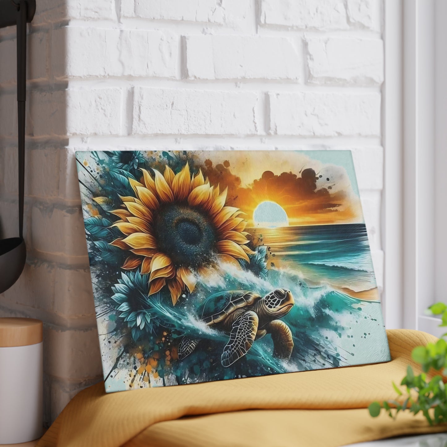 Sea Turtle Tempered Glass Cutting Board