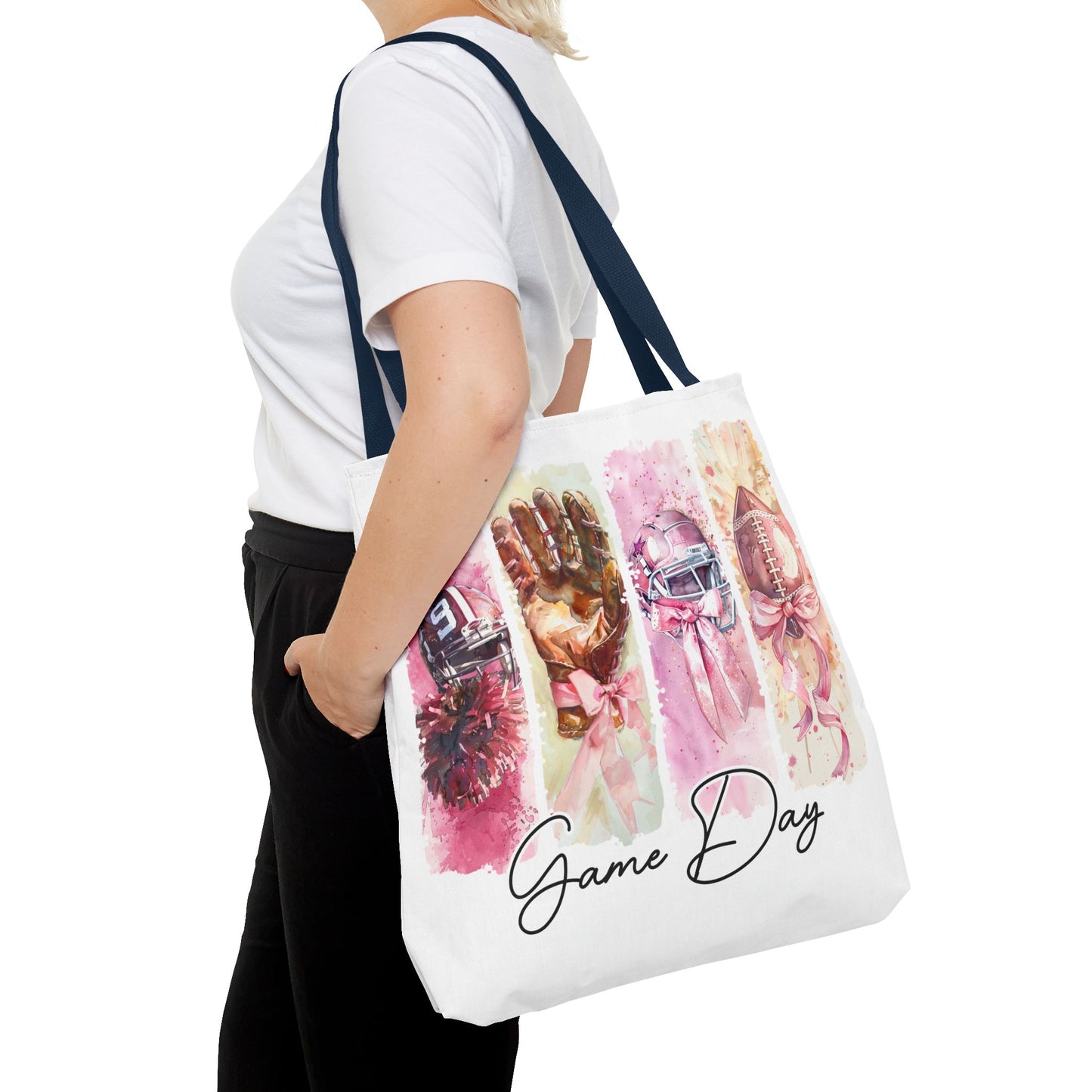 🏈 Game Day Pink Ribbon Tote Bag – Football & Pink Power 💖👜