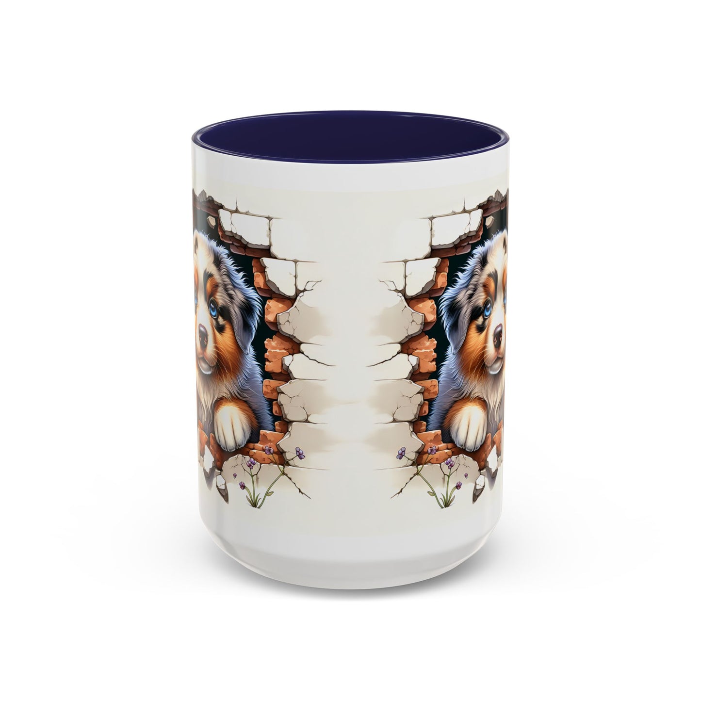 🐾☕ Australian Shepherd Puppy Peek Accent Mug – Blue-Eyed Beauty Dog Lover Gift ✨💙