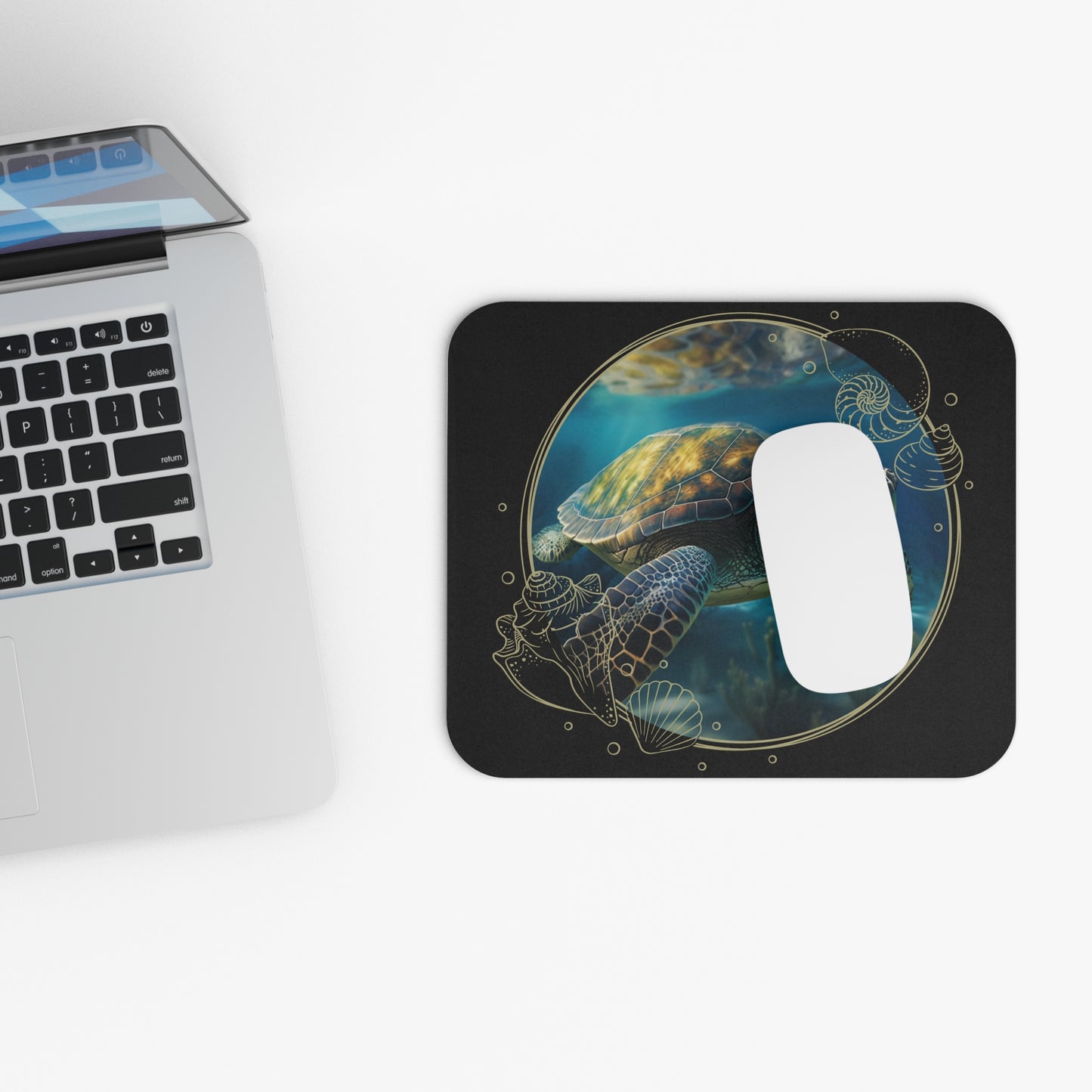 🖱️🐢 Sea Turtle Porthole Mouse Pad – Nautical Ocean-View Desk Art