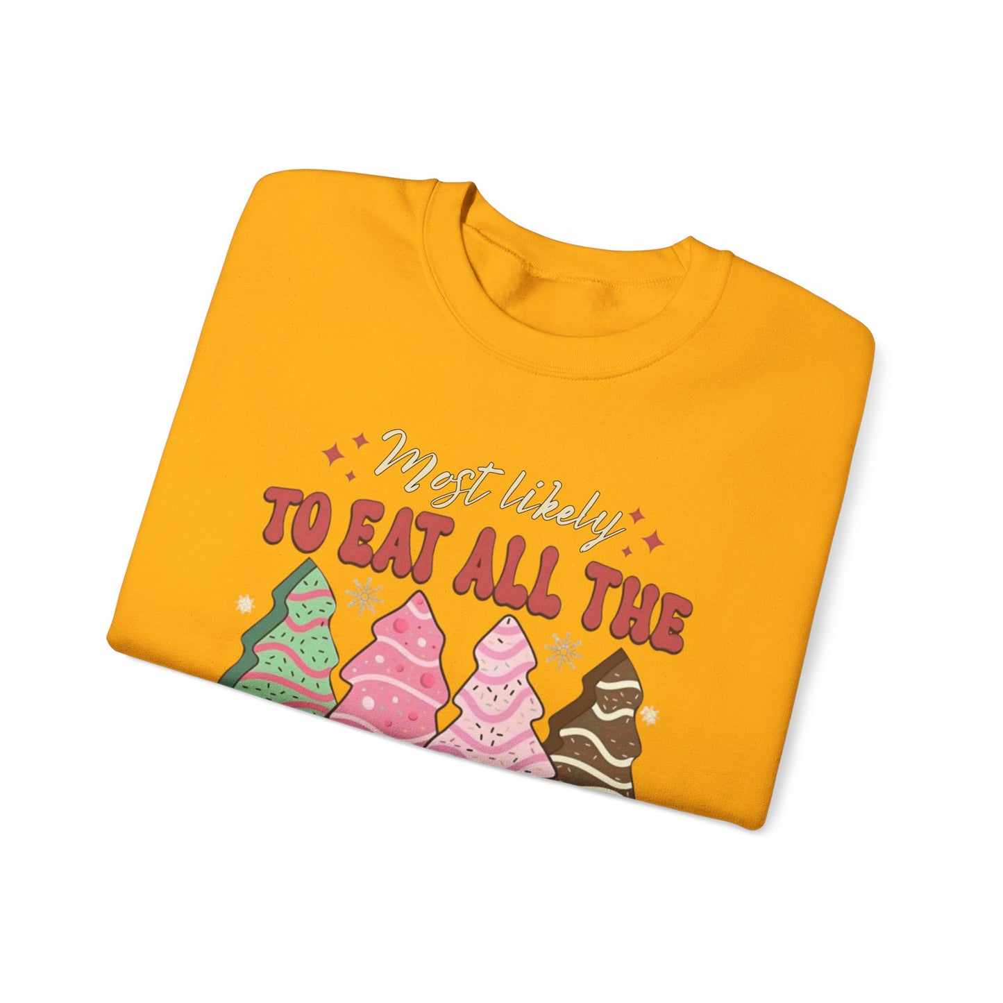 🎄🍰 Most Likely to Eat All the Christmas Tree Cake Sweatshirt – Fun Holiday Dessert Lover Gift