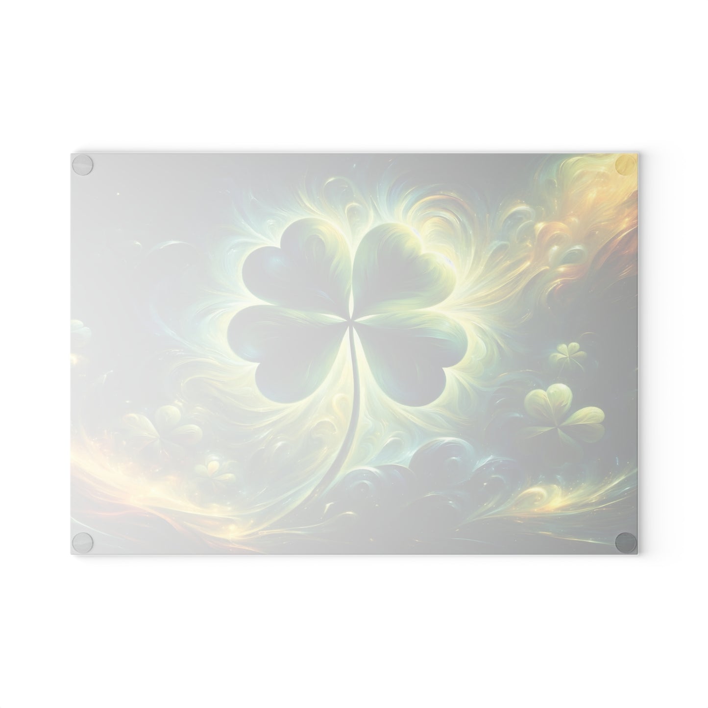 Luminous Shamrock Abstract Glass Cutting Board – St. Patrick’s Day Kitchen Art