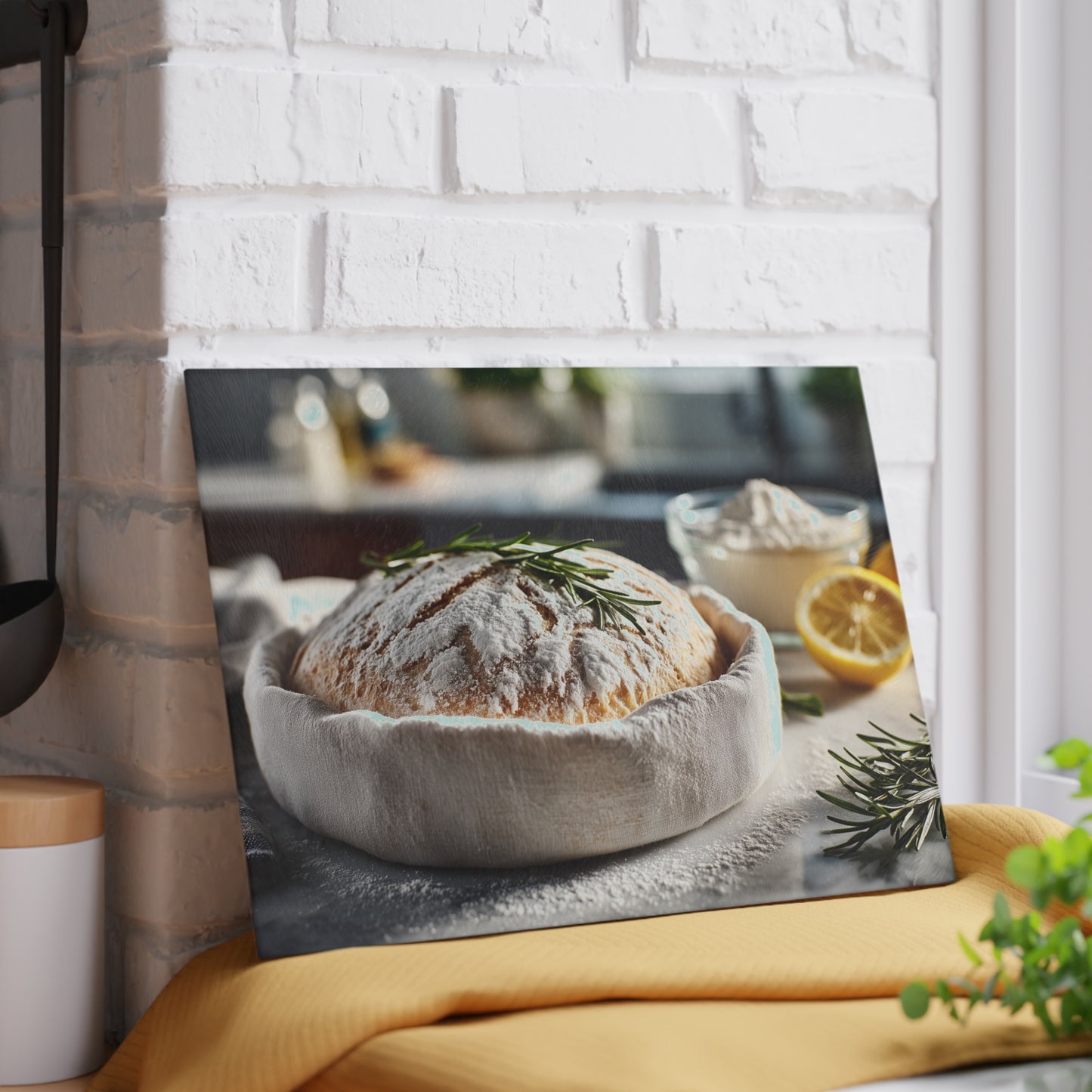 🍋🌿 Rustic Kitchen Bread & Herbs Cutting Board – Freshly Baked Charm for Your Kitchen 🍞