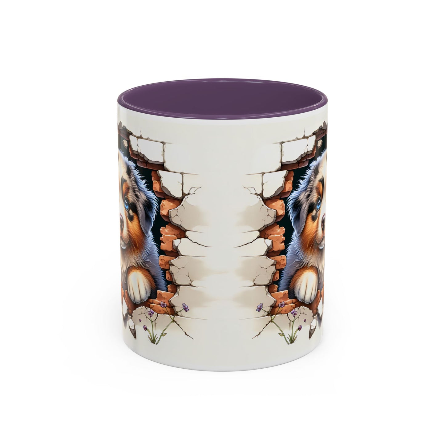 🐾☕ Australian Shepherd Puppy Peek Accent Mug – Blue-Eyed Beauty Dog Lover Gift ✨💙