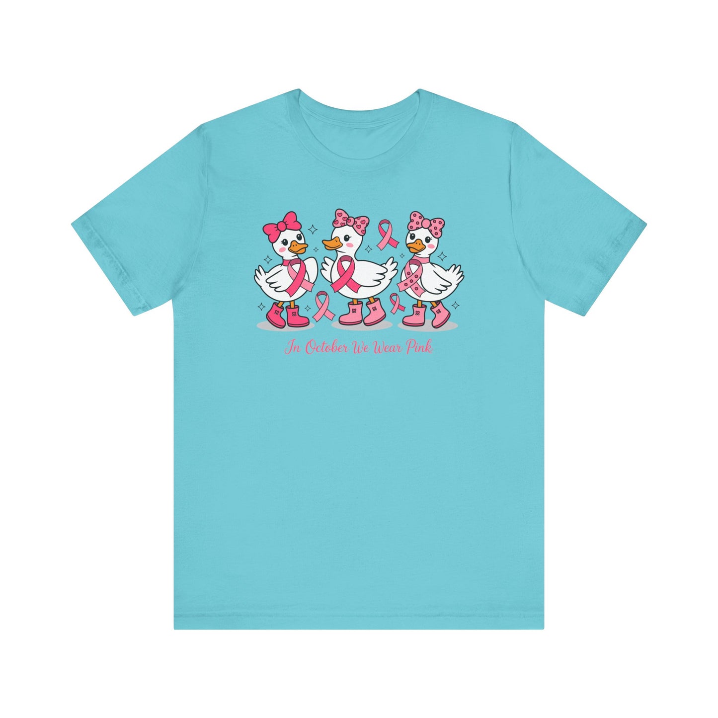🎀🦆 In October We Wear Pink Duck T-Shirt – Cute Breast Cancer Awareness Tee 💖✨