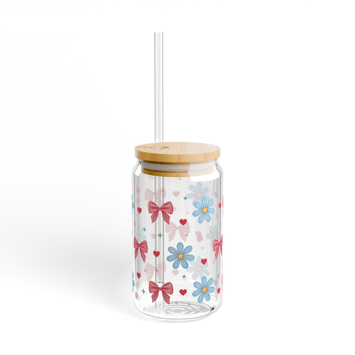🌸🎀 Bows & Blossoms Sipper Glass – Sweet 16oz Sips with a Touch of Whimsy 🍹