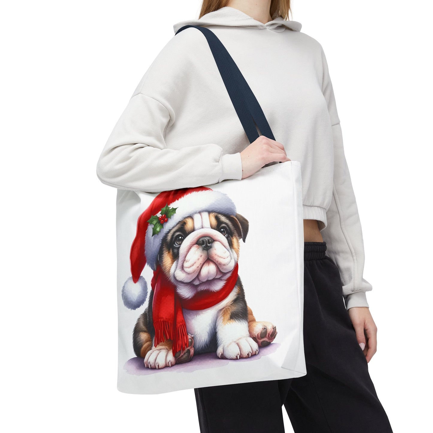 🎅 Bulldog Christmas Tote Bag – Cozy Holiday Style for Dog Lovers 🐾