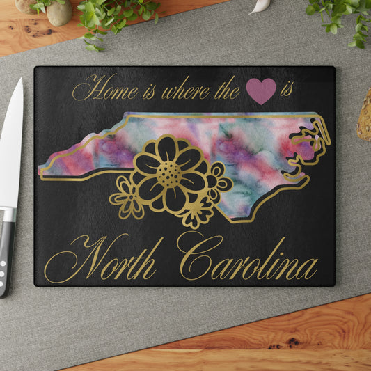 🌸 North Carolina State Cutting Board – Whimsical Watercolor Charm with Southern Flair