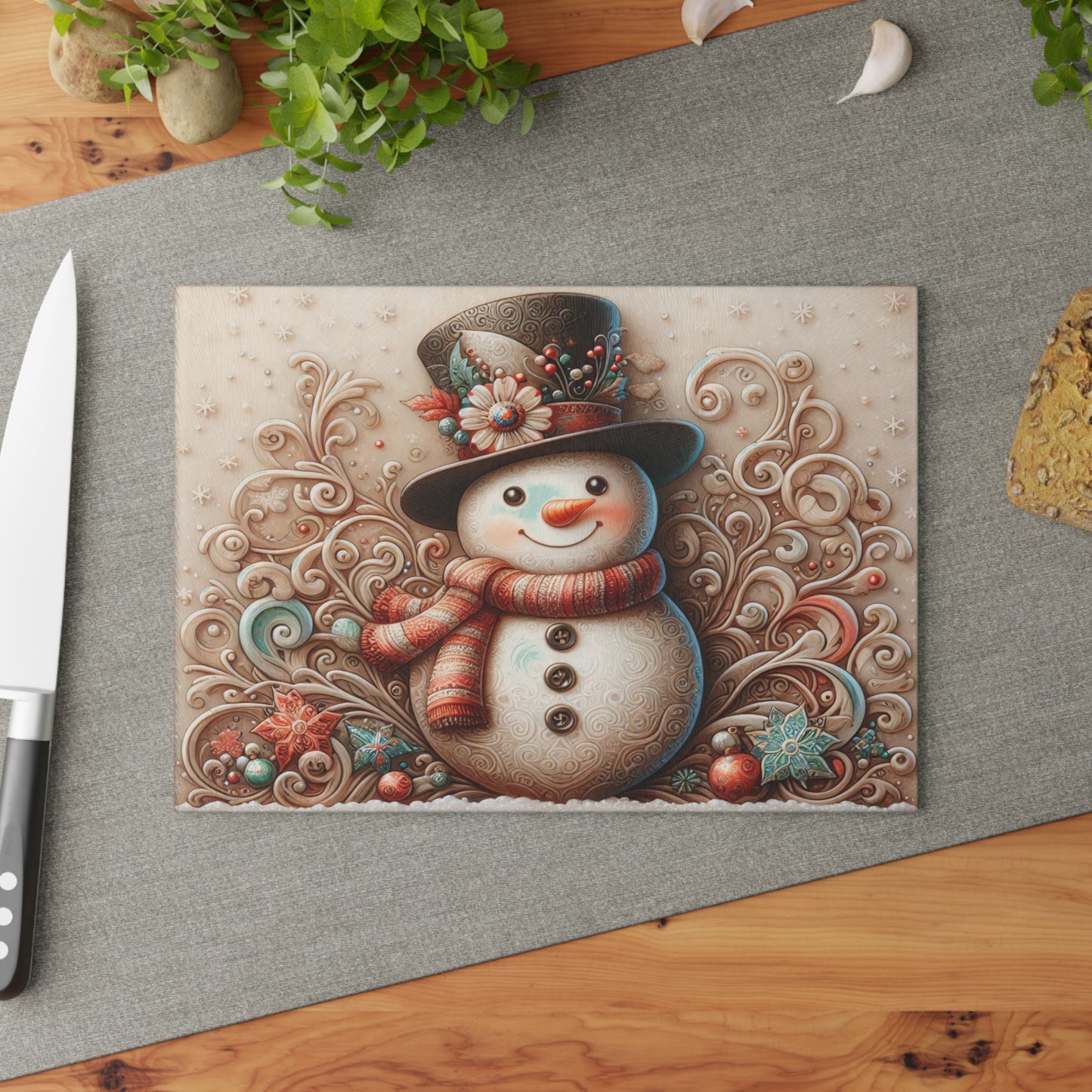 ⛄❄️ Whimsical Snowman Cutting Board – Festive Holiday Charm for Your Kitchen ❄️⛄
