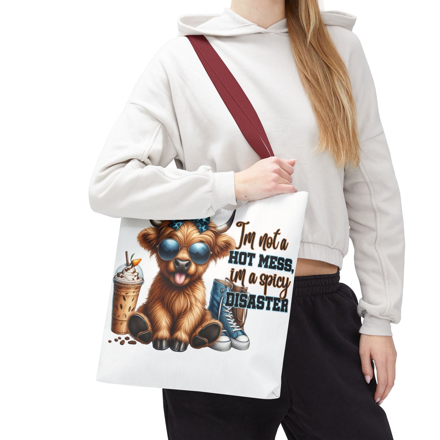 Bolsa de tela Highland Cow: «No soy un desastre picante, soy un desastre picante».
