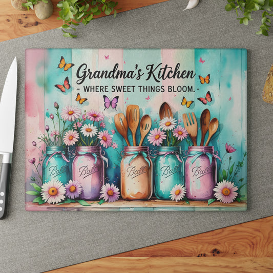 🌸 Grandma’s Kitchen Cutting Board – Where Sweet Things Bloom